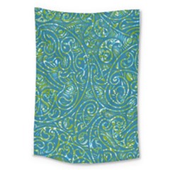 Abstract Blue Green Jungle Paisley Large Tapestry by SpinnyChairDesigns