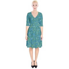 Abstract Blue Green Jungle Paisley Wrap Up Cocktail Dress by SpinnyChairDesigns