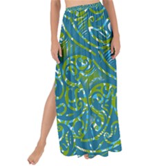 Abstract Blue Green Jungle Paisley Maxi Chiffon Tie-up Sarong by SpinnyChairDesigns