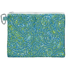 Abstract Blue Green Jungle Paisley Canvas Cosmetic Bag (xxl) by SpinnyChairDesigns