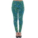 Abstract Blue Green Jungle Paisley Lightweight Velour Leggings View1