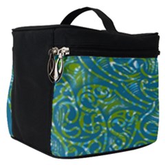 Abstract Blue Green Jungle Paisley Make Up Travel Bag (small) by SpinnyChairDesigns