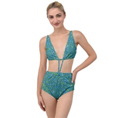 Abstract Blue Green Jungle Paisley Tied Up Two Piece Swimsuit by SpinnyChairDesigns