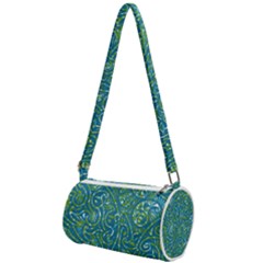 Abstract Blue Green Jungle Paisley Mini Cylinder Bag by SpinnyChairDesigns