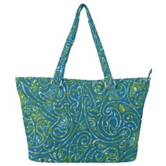 Abstract Blue Green Jungle Paisley Full Print Shoulder Bag by SpinnyChairDesigns