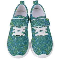 Abstract Blue Green Jungle Paisley Women s Velcro Strap Shoes by SpinnyChairDesigns