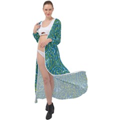 Abstract Blue Green Jungle Paisley Maxi Chiffon Beach Wrap by SpinnyChairDesigns