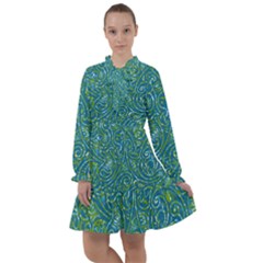 Abstract Blue Green Jungle Paisley All Frills Chiffon Dress by SpinnyChairDesigns