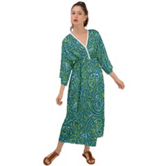 Abstract Blue Green Jungle Paisley Grecian Style  Maxi Dress by SpinnyChairDesigns