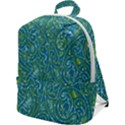 Abstract Blue Green Jungle Paisley Zip Up Backpack View1