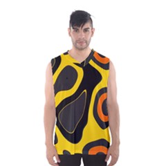 Yellow Black Orange Abstract Art Pattern Men s Basketball Tank Top by SpinnyChairDesigns