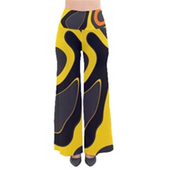 Yellow Black Orange Abstract Art Pattern So Vintage Palazzo Pants by SpinnyChairDesigns