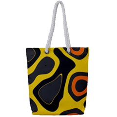 Yellow Black Orange Abstract Art Pattern Full Print Rope Handle Tote (small) by SpinnyChairDesigns