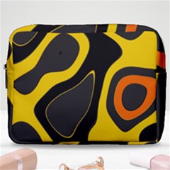 Yellow Black Orange Abstract Art Pattern Make Up Pouch (large) by SpinnyChairDesigns