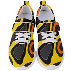 Yellow Black Orange Abstract Art Pattern Women s Velcro Strap Shoes by SpinnyChairDesigns