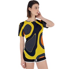 Yellow Black Orange Abstract Art Pattern Perpetual Short Sleeve T-shirt