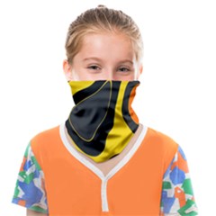 Yellow Black Orange Abstract Art Pattern Face Covering Bandana (kids) by SpinnyChairDesigns