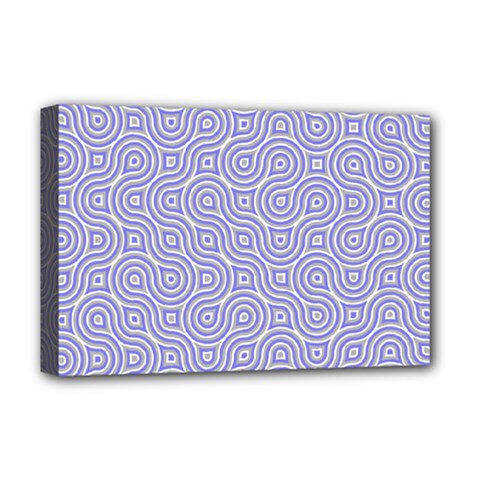 Royal Purple Grey And White Truchet Pattern Deluxe Canvas 18  X 12  (stretched) by SpinnyChairDesigns