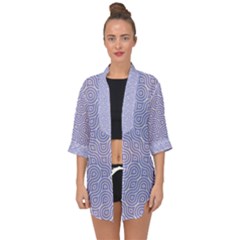 Royal Purple Grey And White Truchet Pattern Open Front Chiffon Kimono by SpinnyChairDesigns