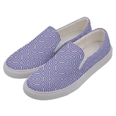 Royal Purple Grey And White Truchet Pattern Men s Canvas Slip Ons by SpinnyChairDesigns