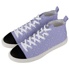 Royal Purple Grey And White Truchet Pattern Men s Mid-top Canvas Sneakers by SpinnyChairDesigns