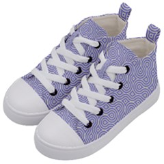 Royal Purple Grey And White Truchet Pattern Kids  Mid-top Canvas Sneakers by SpinnyChairDesigns