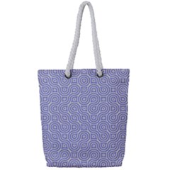 Royal Purple Grey And White Truchet Pattern Full Print Rope Handle Tote (small) by SpinnyChairDesigns