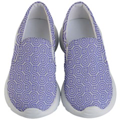 Royal Purple Grey And White Truchet Pattern Kids Lightweight Slip Ons by SpinnyChairDesigns