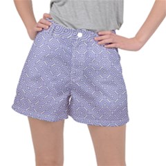 Royal Purple Grey And White Truchet Pattern Ripstop Shorts by SpinnyChairDesigns