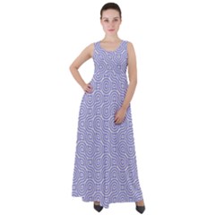 Royal Purple Grey And White Truchet Pattern Empire Waist Velour Maxi Dress by SpinnyChairDesigns