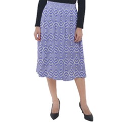 Royal Purple Grey And White Truchet Pattern Classic Velour Midi Skirt  by SpinnyChairDesigns