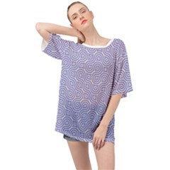 Royal Purple Grey And White Truchet Pattern Oversized Chiffon Top by SpinnyChairDesigns