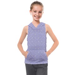 Royal Purple Grey And White Truchet Pattern Kids  Sleeveless Hoodie by SpinnyChairDesigns