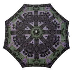 Chive Purple Black Abstract Art Pattern Straight Umbrellas by SpinnyChairDesigns