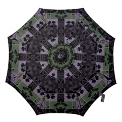 Chive Purple Black Abstract Art Pattern Hook Handle Umbrellas (large) by SpinnyChairDesigns