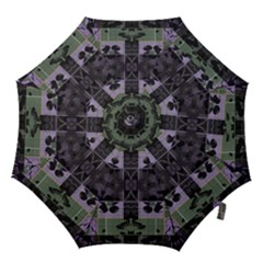 Chive Purple Black Abstract Art Pattern Hook Handle Umbrellas (small) by SpinnyChairDesigns