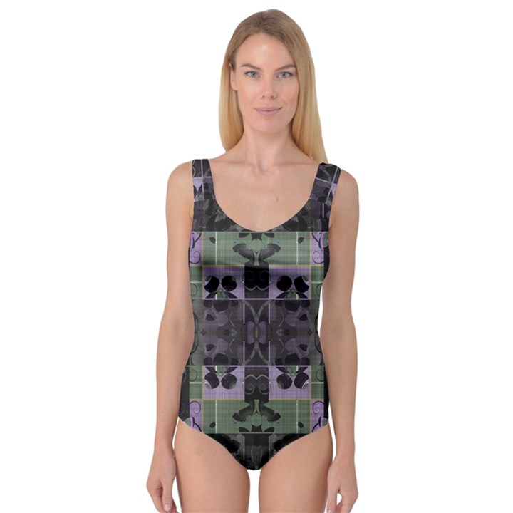 Chive Purple Black Abstract Art Pattern Princess Tank Leotard 