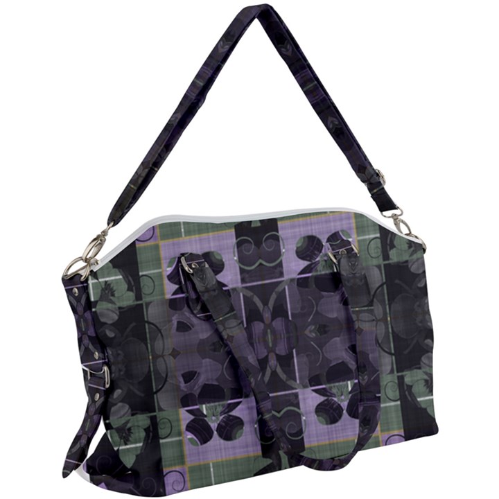 Chive Purple Black Abstract Art Pattern Canvas Crossbody Bag