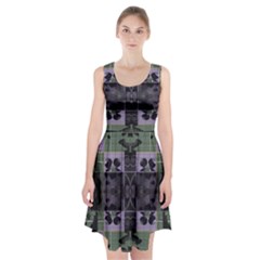 Chive Purple Black Abstract Art Pattern Racerback Midi Dress by SpinnyChairDesigns