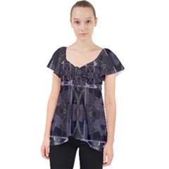 Chive Purple Black Abstract Art Pattern Lace Front Dolly Top by SpinnyChairDesigns