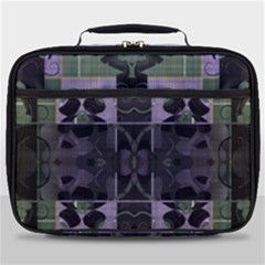 Chive Purple Black Abstract Art Pattern Full Print Lunch Bag by SpinnyChairDesigns