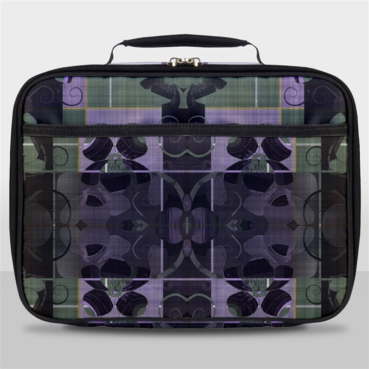 Chive Purple Black Abstract Art Pattern Full Print Lunch Bag