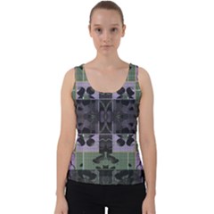 Chive Purple Black Abstract Art Pattern Velvet Tank Top by SpinnyChairDesigns