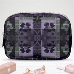 Chive Purple Black Abstract Art Pattern Make Up Pouch (small) by SpinnyChairDesigns