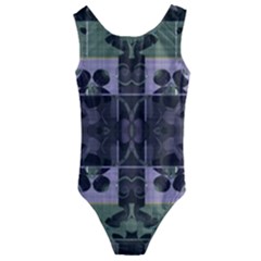 Chive Purple Black Abstract Art Pattern Kids  Cut-out Back One Piece Swimsuit by SpinnyChairDesigns