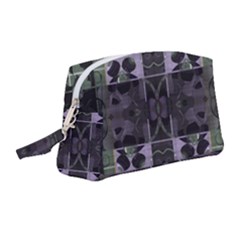 Chive Purple Black Abstract Art Pattern Wristlet Pouch Bag (medium) by SpinnyChairDesigns