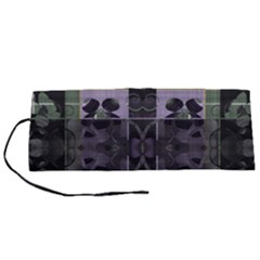 Chive Purple Black Abstract Art Pattern Roll Up Canvas Pencil Holder (s) by SpinnyChairDesigns