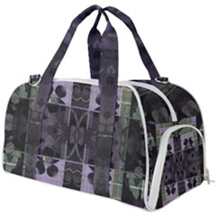 Chive Purple Black Abstract Art Pattern Burner Gym Duffel Bag by SpinnyChairDesigns