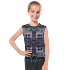 Chive Purple Black Abstract Art Pattern Kids  Mesh Tank Top