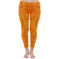 Orange Peel Abstract Batik Pattern Classic Winter Leggings by SpinnyChairDesigns